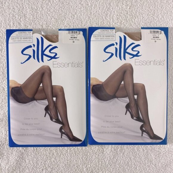 Vintage Essentials Control Top Pantyhose In Natural x2 NWT - Picture 7 of 7